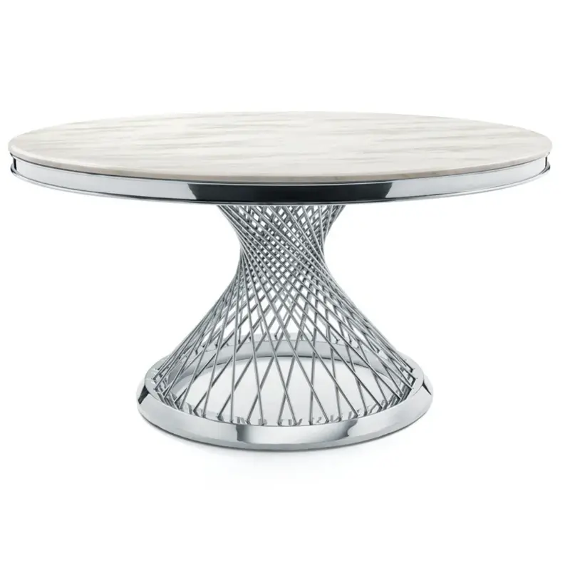 Marble-Topped Round Dining Table 1