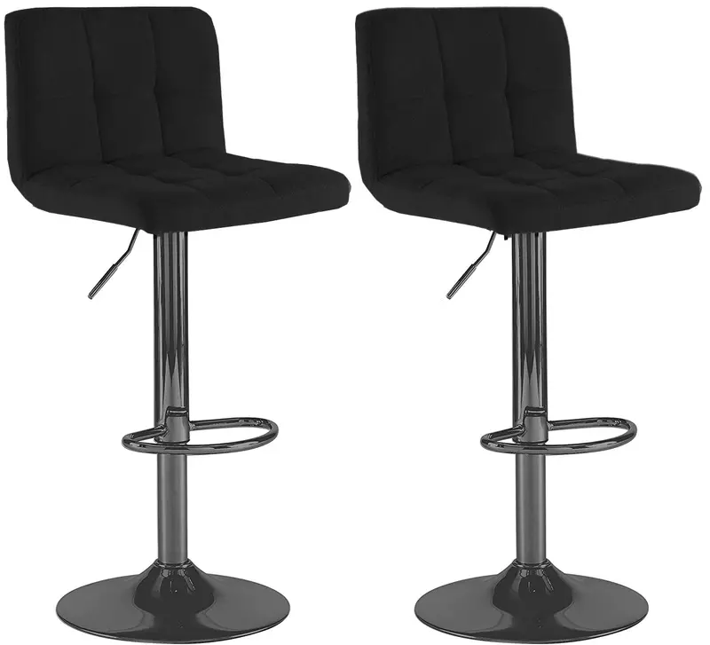 Matera Black Fabric Bar Stools – Set Of 2 1