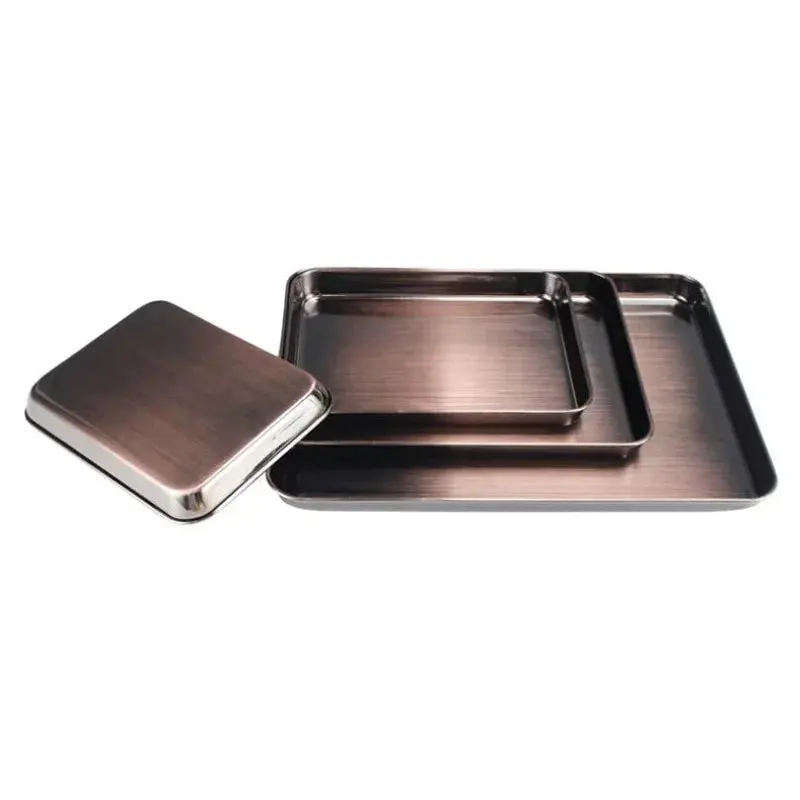 Medium Brown Stainless Steel Serving Tray 1