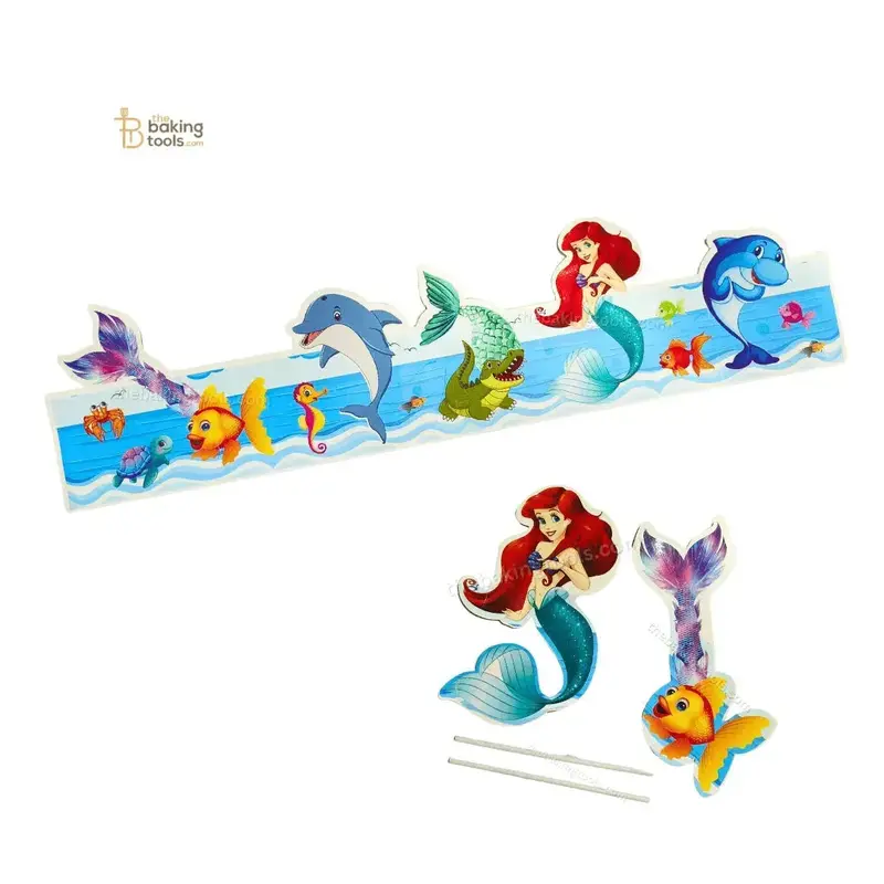 Mermaid & Ocean-Fencing Acrylic Cake Topper – Nautical Sea Theme (Model 002) 1