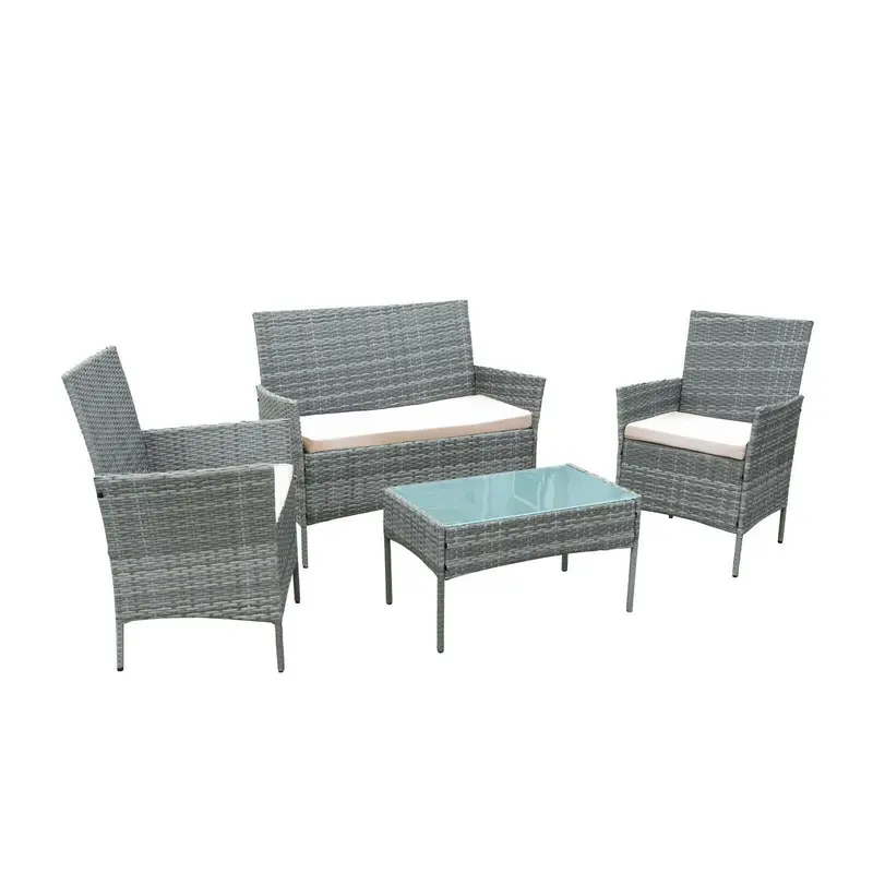 Midnight Blue 4-Piece Rattan Outdoor Sofa Set – Neo Garden Furniture Collection 1