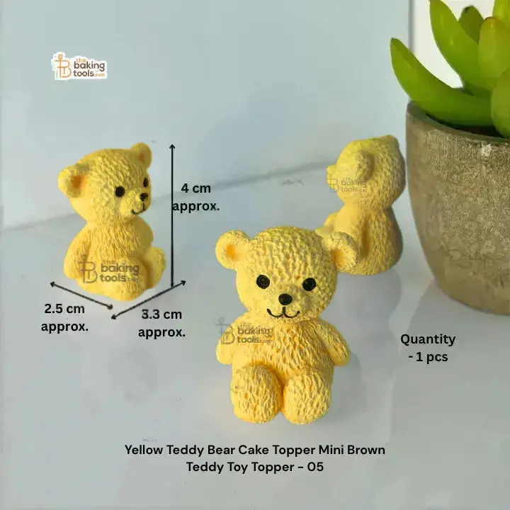 Mini Yellow Teddy Bear Cake Topper – Adorable Fondant Accent (Style 05) 1