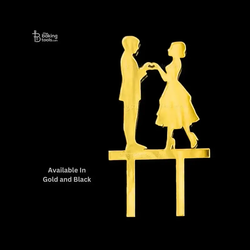Minimalist Couple Acrylic Cake Topper – Gold & Black Finish (Cp-067) 1