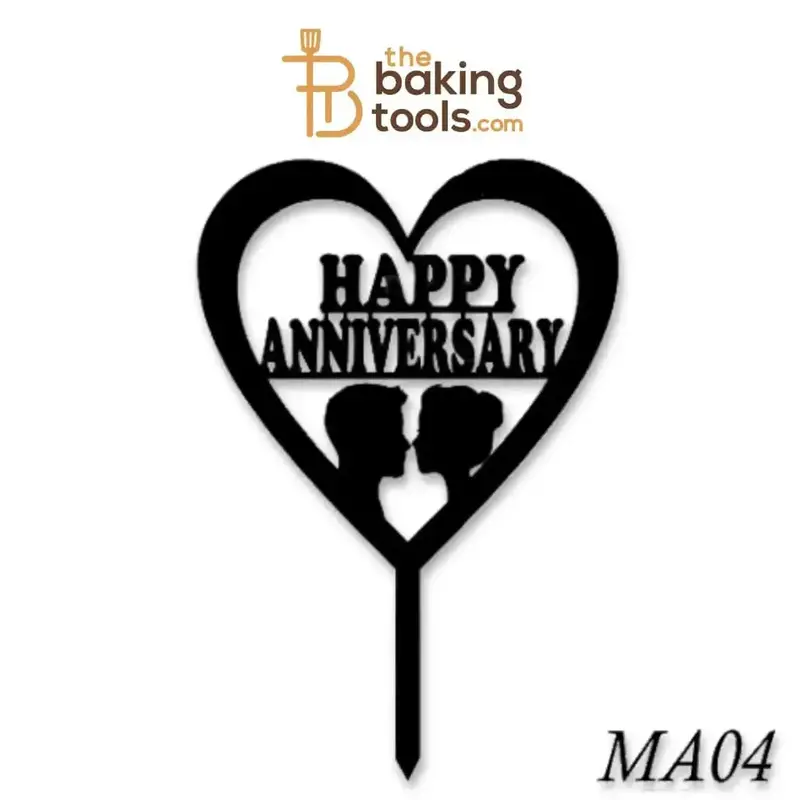 Minimalist 'Happy Anniversary' Acrylic Cake Topper – Stylish Celebration Decor (Ma04) 1