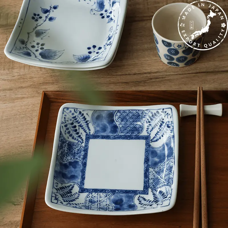 Mino Ware Square Ceramic Serving Plates – Traditional Japanese Craft 1
