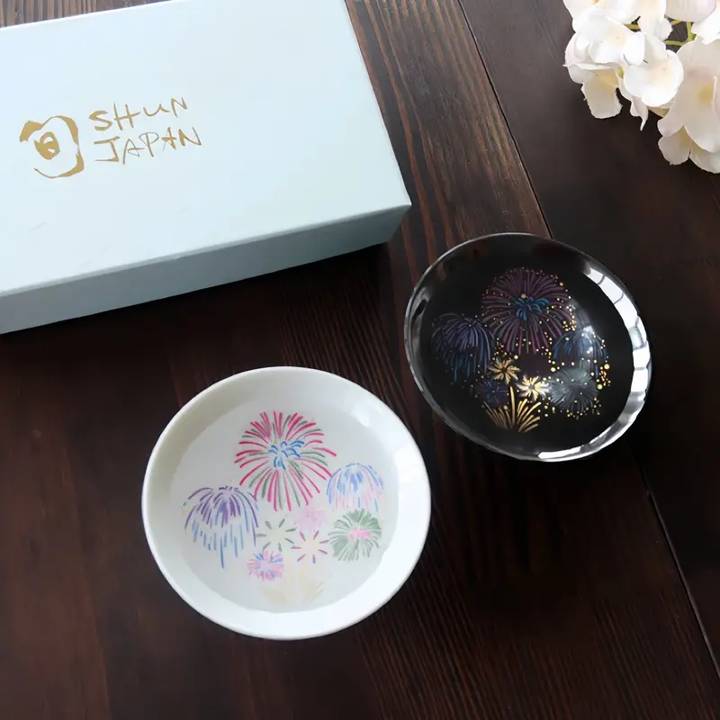 Mino Ware Thermochromic Hanabi Sake Cups – Cold-Activated Bloom Design 1