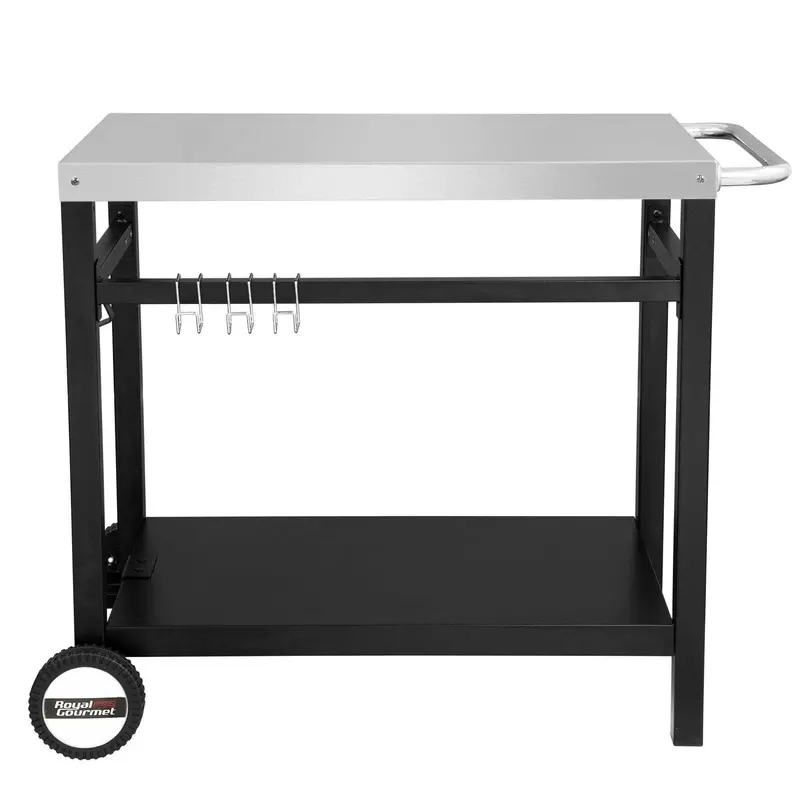 Mobile Dual-Shelf Grill Station On Heavy-Duty Wheels 1