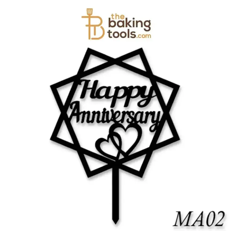 Modern 'Happy Anniversary' Acrylic Cake Topper – Clean Design For Special Occasions (Ma02) 1