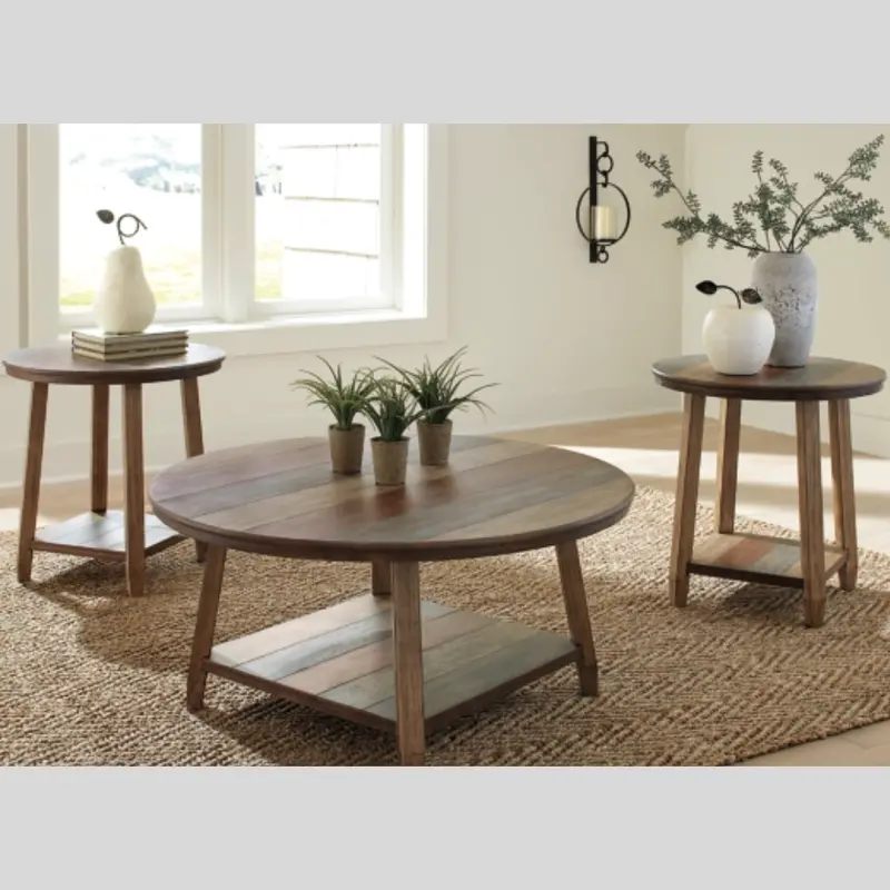 Multi-Color Stained Wooden Coffee Table – Artisanal Design 1