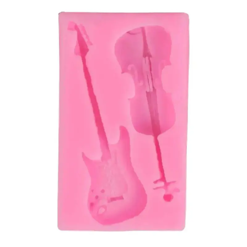 Musical Instrument Silicone Mould – Violin & Guitar Shape For Fondant & Gum Paste 1