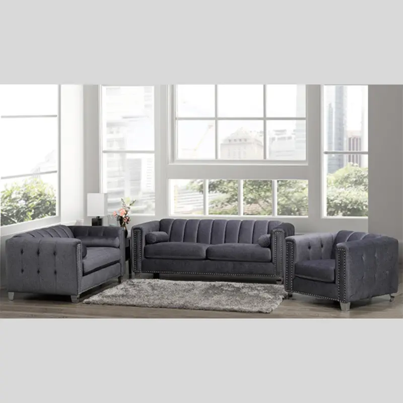 Nailhead-Trimmed Tufted Sofa Set 1