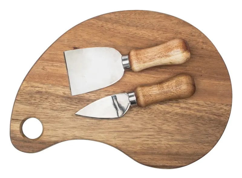 Natural Living Acacia Cheese Board & Knife Combo – 3-Piece Ensemble 1