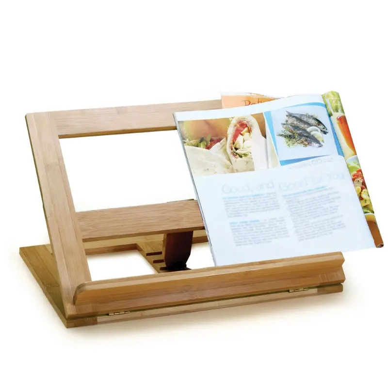 Natural Living Bamboo Cookbook Stand For Hands-Free Recipe Viewing 1