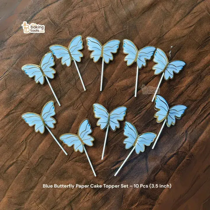 Navy Blue Butterfly Paper Cake Toppers – 10-Pack, 3.5-Inch Sophisticated Cutouts 1