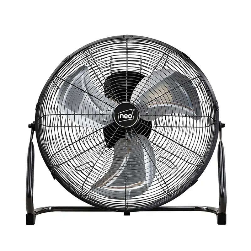 Neo 16-Inch High-Velocity Floor Fan – Sleek Black Metal Freestanding Model 1