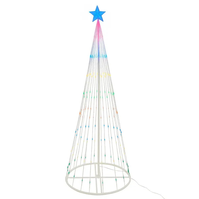 Neo 6Ft Cascading Waterfall Led Christmas Tree Light – White Star-Themed Outdoor Light With 5M Cable & Multiple Lighting Effects 1
