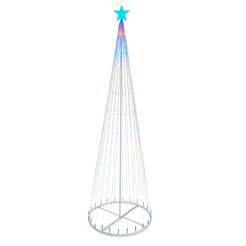 Neo 8Ft Cascading Waterfall Led Christmas Tree Light – White Star-Shaped Garden & Patio Decoration With 5M Lead & Adjustable Modes 1