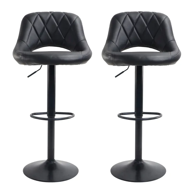 Neo Black Faux Leather Bar Stools – Stackable Counter Height Seats With Chrome Legs 1