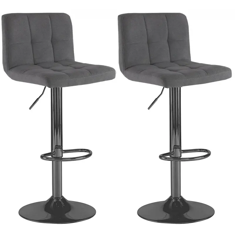 Neo Black Steel & Grey Fabric Bar Stool Pair 1