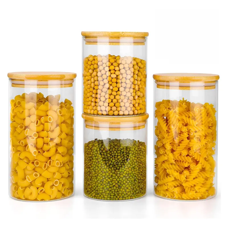 Neo Cylinder Canister Set – 3 X 1200Ml Clear Glass Airtight Jars 1