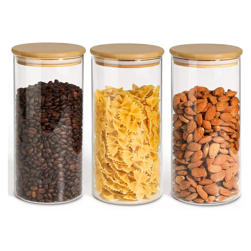 Neo Cylinder Canister Set – 3 X 2200Ml Clear Glass Storage Jars 1