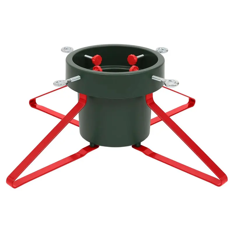 Neo Dual-Tone Green & Red Christmas Tree Stand For Real Trees Up To 8Ft – 3.3L Reservoir, 4-Screw Metal Base & Stylish Stability 1