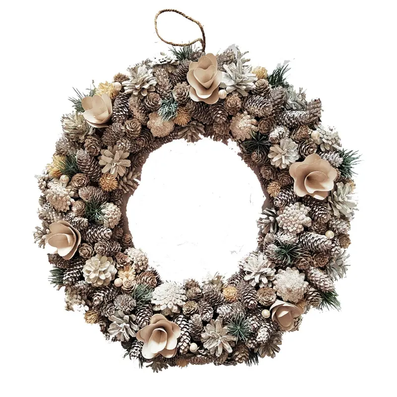 Neo Frosted Pine Cone Wreath – 50Cm Premium Winter-Themed Decorative Ring 1