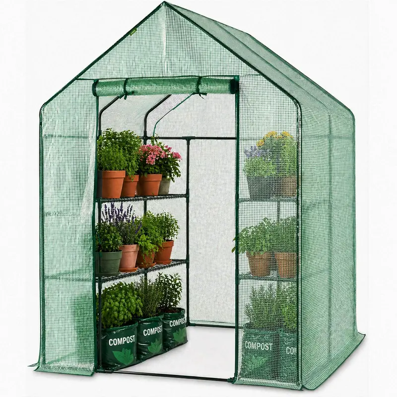 Neo Green 8-Tier Walk-In Outdoor Greenhouse – 193 X 143 X 143 Cm Steel Structure 1