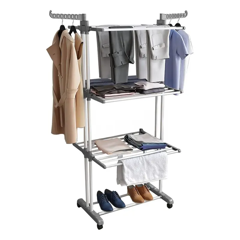 Neo Grey Foldable Clothes Drying Rack – 4-Level Adjustable Airer For Laundry 1