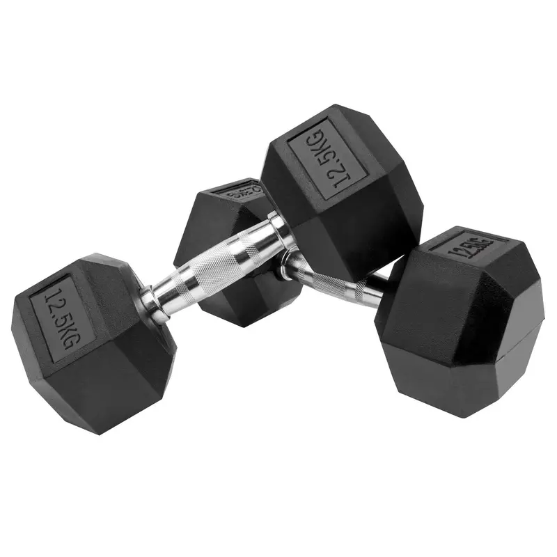 Neo Hex Dumbbell Pair – 12.5 Kg Rubber-Coated Cast Iron 1