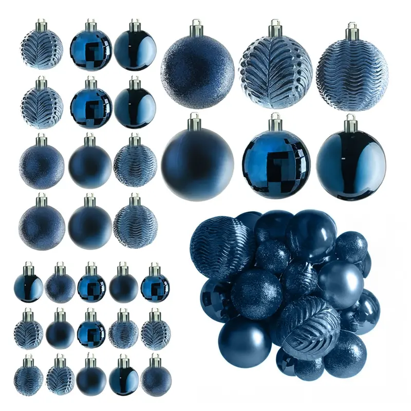 Neo Midnight Blue Glitter Ornament Set – 36-Piece Deep-Tone Bauble Assortment For Elegant & Contemporary Trees 1