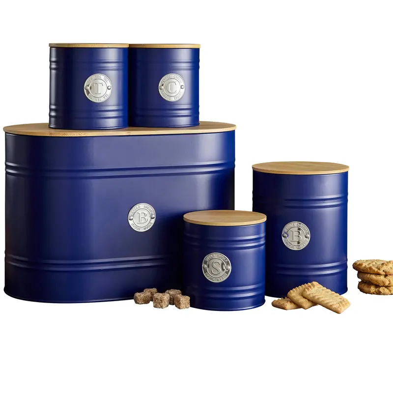 Neo Navy Blue Scandi Kitchen Canister Set – 5-Piece Minimalist Storage 1