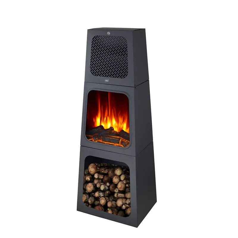 Neo Pyramid Electric Fireplace Heater – Freestanding Flame Effect Heater With Adjustable Heat 1