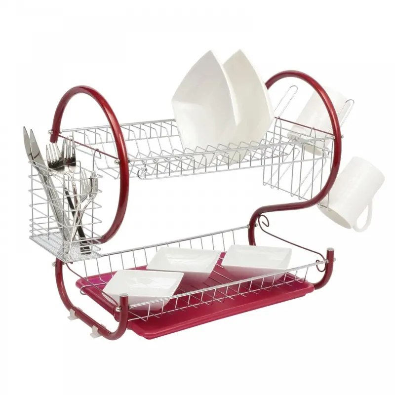 Neo Red 2-Tier Chrome Dish Drainer Rack 1
