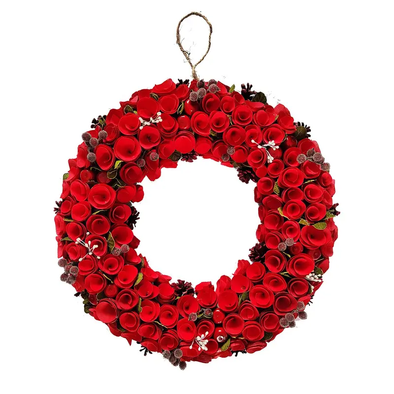 Neo Red Rose Wreath – 50Cm Elegant Festive Floral Statement Piece 1