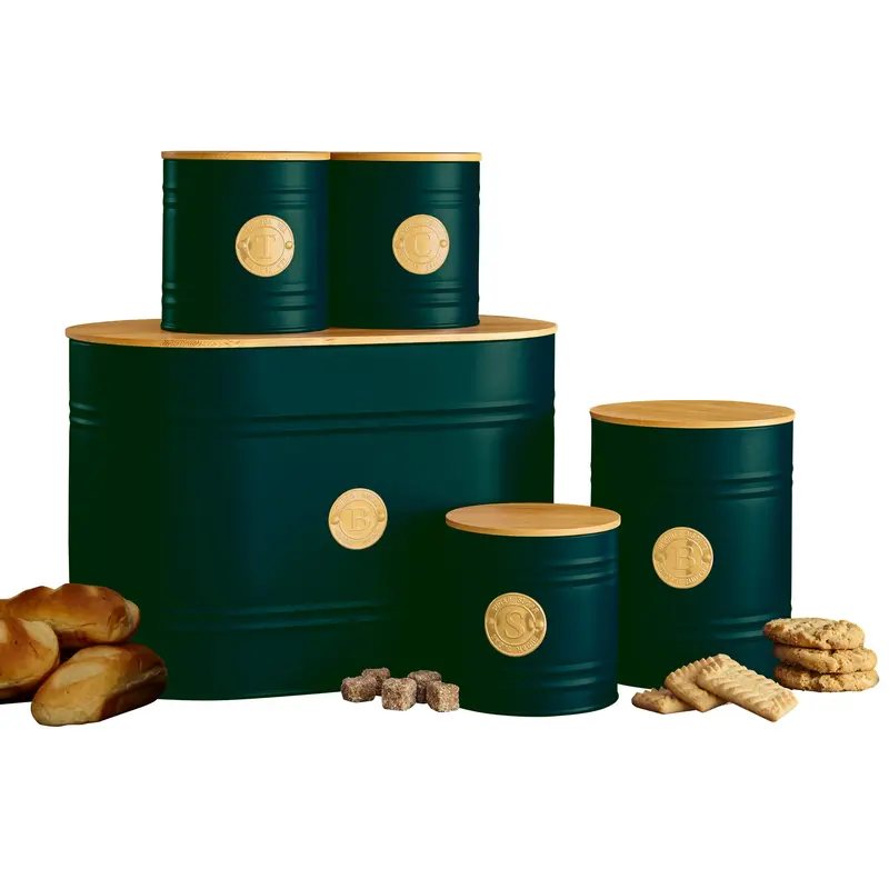 Neo Scandi-Style Emerald Green 5-Piece Kitchen Canister Set 1