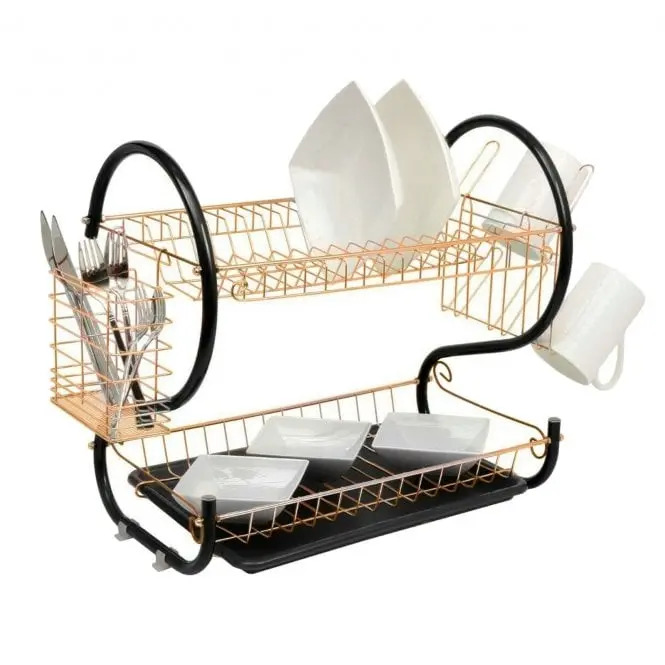 Neo Two-Tier Copper-Finish Dish Drainer Rack 1