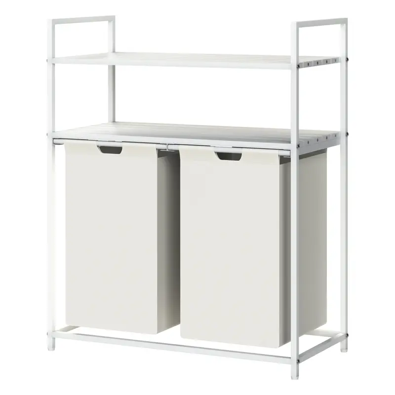 Neo White 2-Tier Laundry Hamper With Shelves 1