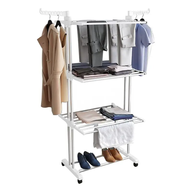 Neo White 4-Tier Folding Drying Rack – Compact Clothes Horse With Adjustable Height 1