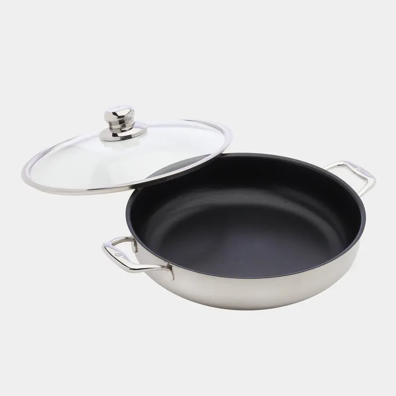 Nonstick Clad 5.8-Quart Stainless Chef’S Pan With Glass Lid – Induction Ready 1