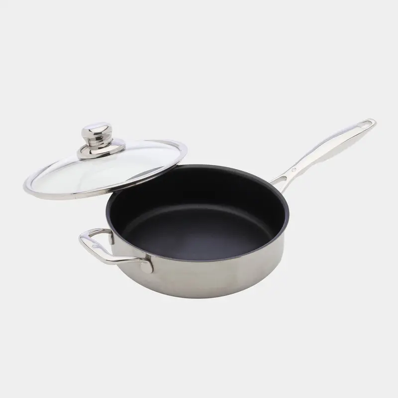 Nonstick Clad Saute Pan With Glass Lid – Induction Compatible 1