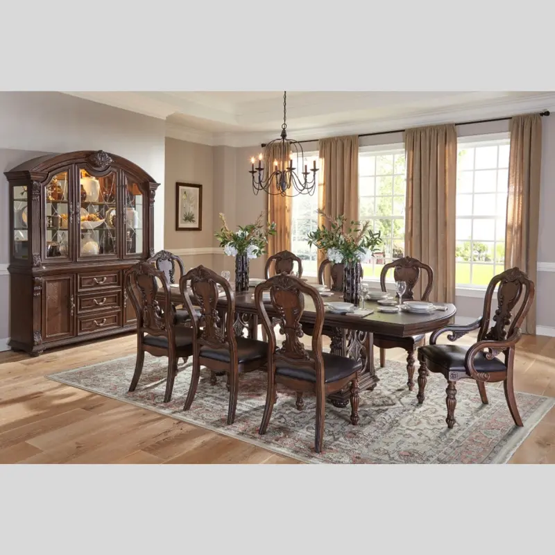 Oak-Finished Traditional 7-Piece Dining Room Set 1