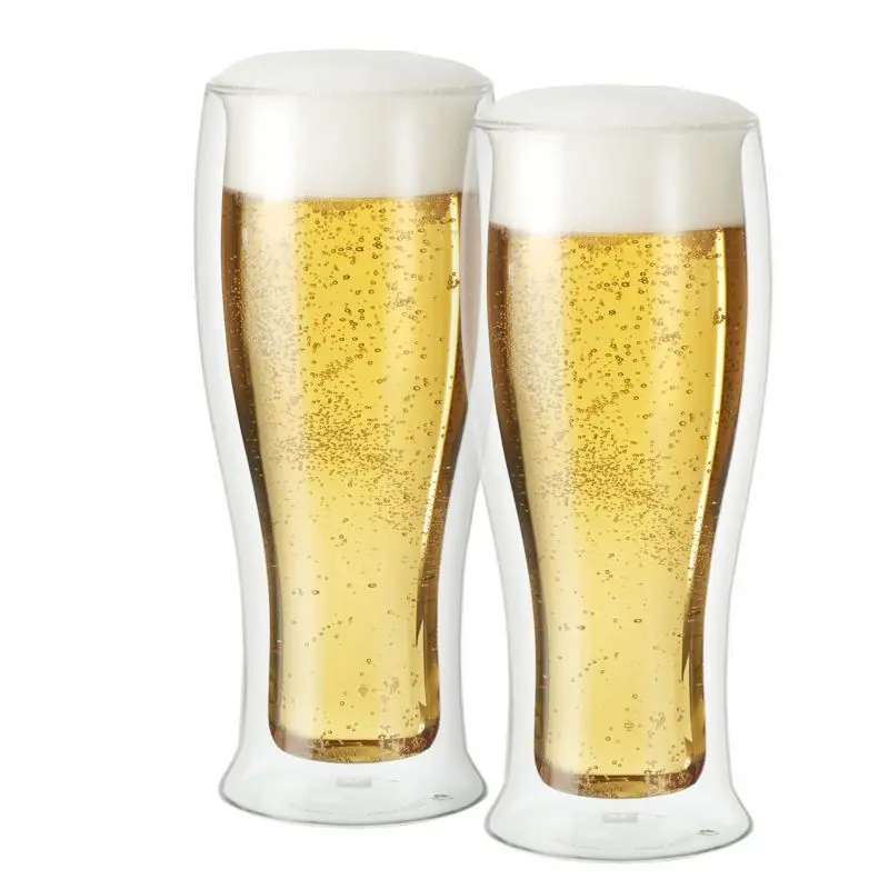 Oggi Double-Wall Beer Glasses – 14Oz Frosted Set 1