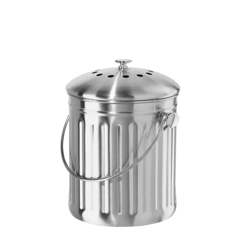Oggi Stainless Steel Compost Bin – 3.8-Liter Countertop Pail 1