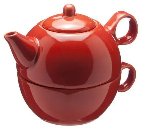 Old Amsterdam Red Single-Serve Tea Set: 1-Cup Teapot + Matching Mug 1