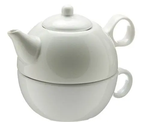 Old Amsterdam White Single-Serve Tea Set: 1-Cup Teapot + Matching Mug 1