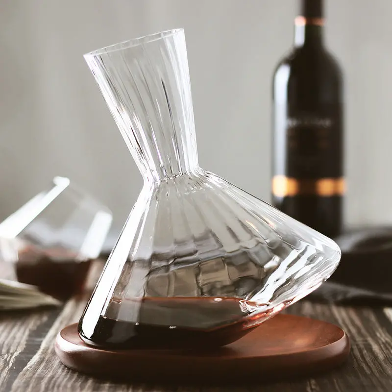Orbital Swirl Crystal Decanter With Display Base – Premium Glassware 1