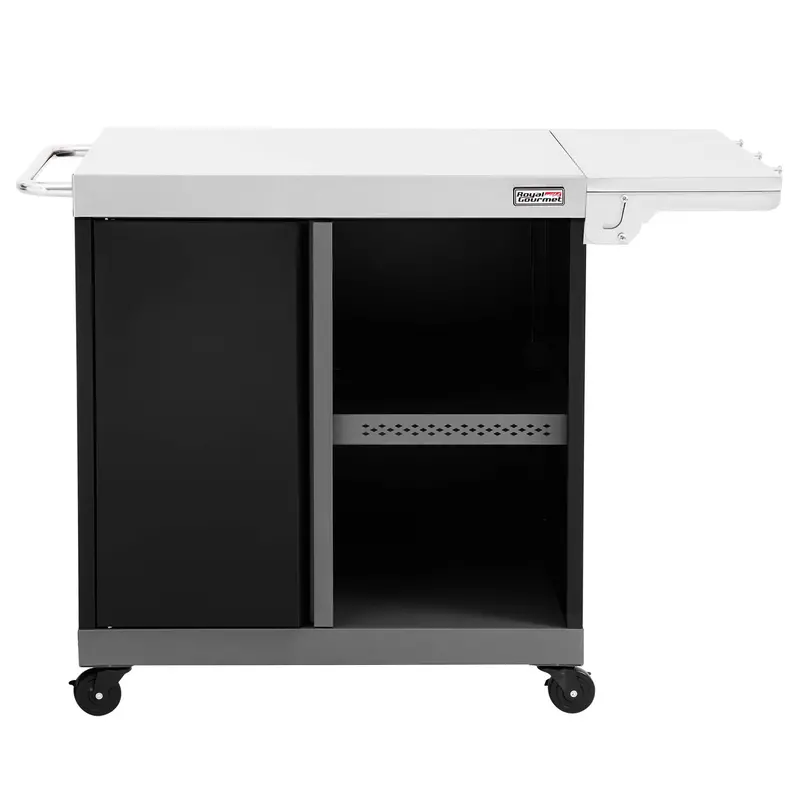 Outdoor Grill Prep Cart With Storage Cabinet And Expandable Side Shelf 1