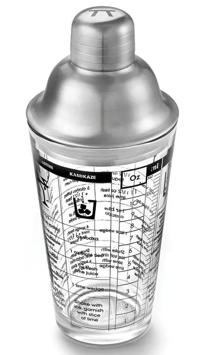 Outset Glass And Stainless Steel Cocktail Shaker – Includes Recipe Guide 1