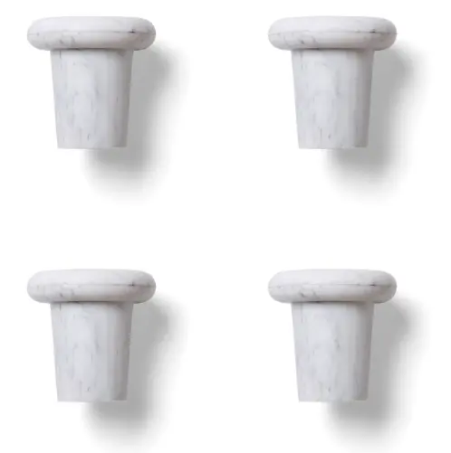 Outset Set Of 4 Flat Marble Wine Stoppers – Elegant White Stone Bottle Seals 1